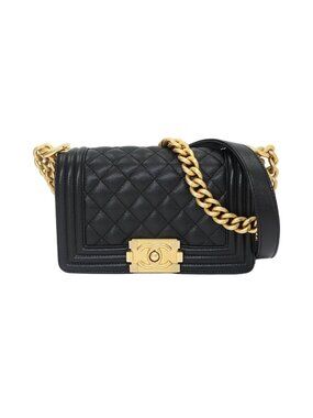 Chanel Boy Small Chain Shoulder Bag Caviar Leather Black